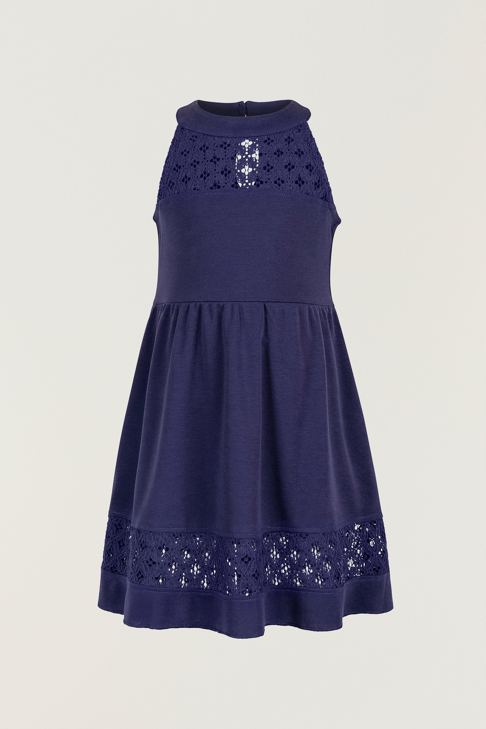 Girls Halter Neck Lace Trim Jersey Dress (5/6yrs - 10/11yrs)
