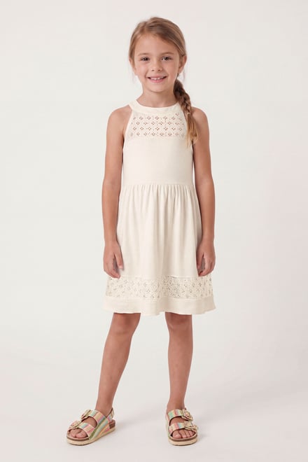 Girls Halter Neck Lace Trim Jersey Dress (5/6yrs - 10/11yrs)
