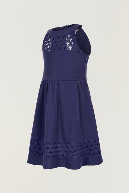Girls Halter Neck Lace Trim Jersey Dress (5/6yrs - 10/11yrs)