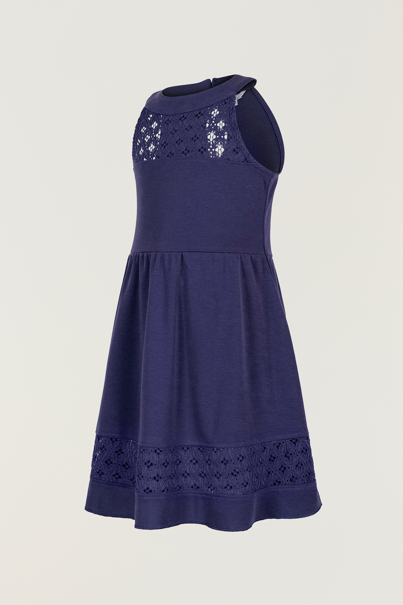 Girls Halter Neck Lace Trim Jersey Dress (5/6yrs - 10/11yrs)