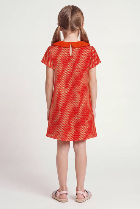 Girl's Red Peter Pan Collar Jersey Dress (5/6yrs - 10/11yrs)