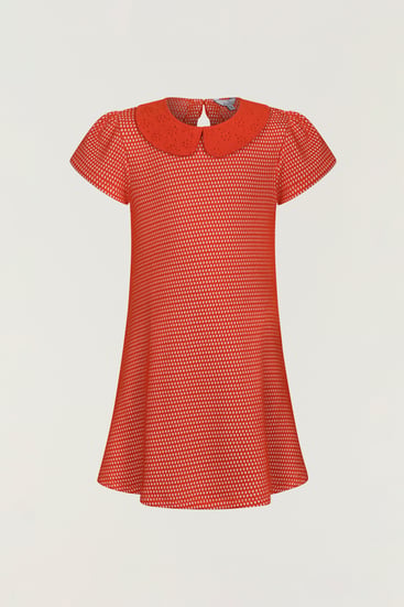 Girl's Red Peter Pan Collar Jersey Dress