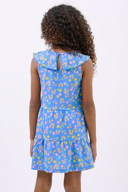 Girls Ruffle Neck Jersey Dress