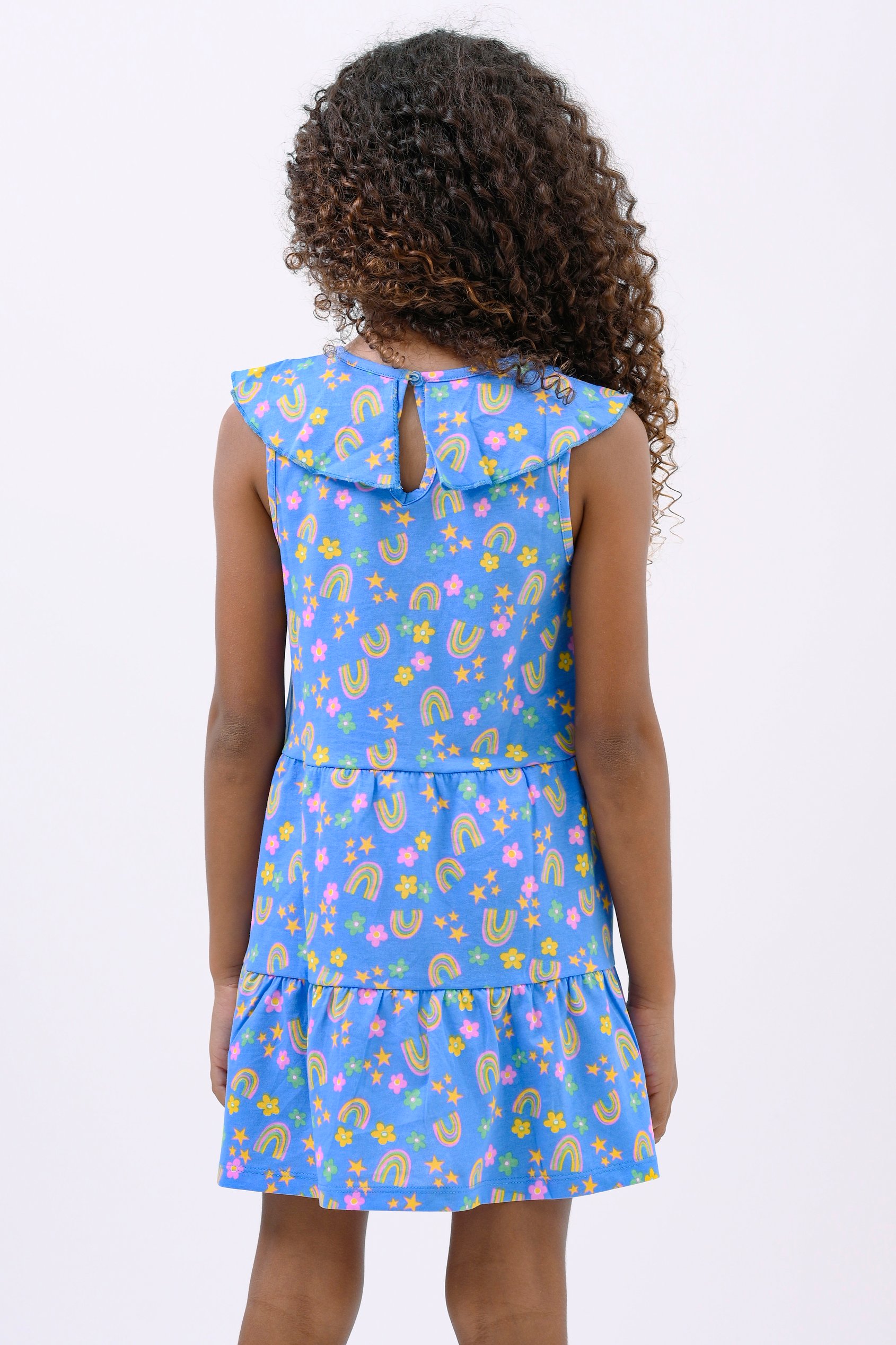 Girls Ruffle Neck Jersey Dress