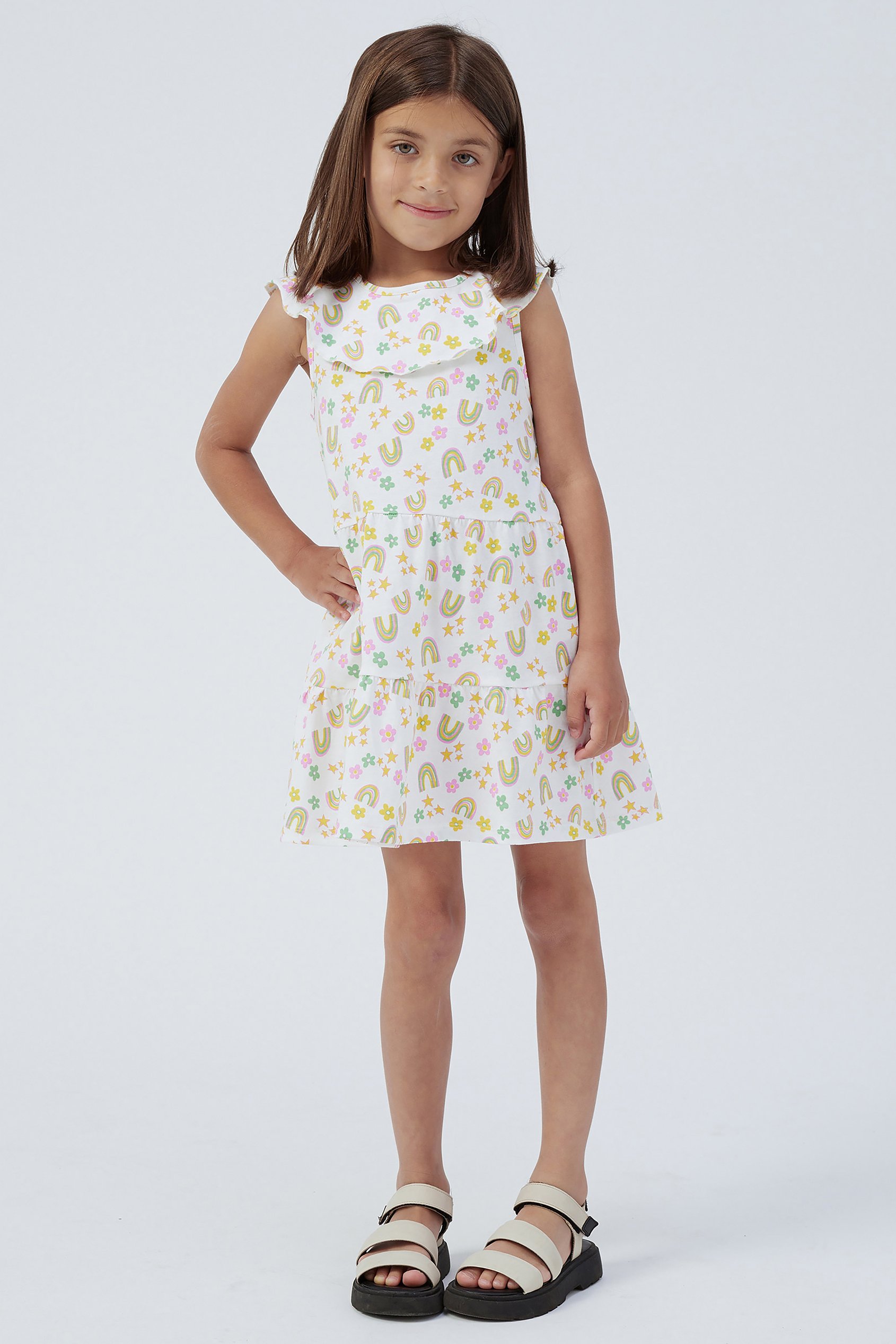 Girls Ruffle Neck Jersey Dress