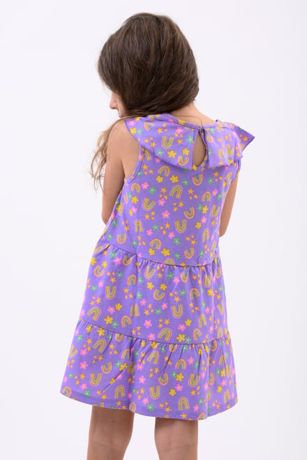 Girls Ruffle Neck Jersey Dress