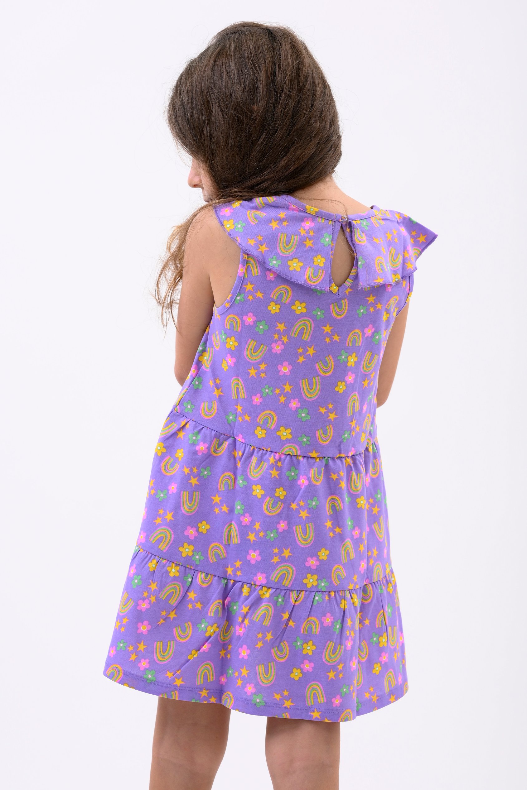 Girls Ruffle Neck Jersey Dress