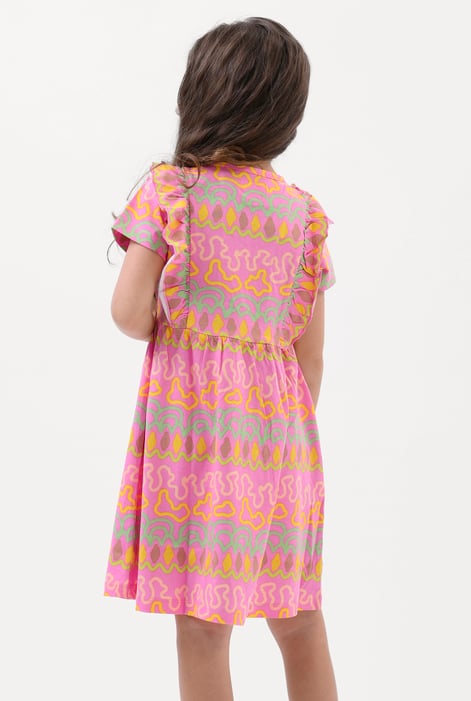 Girls Pink Rainbow Print Dress (12/18mths - 6/7yrs)