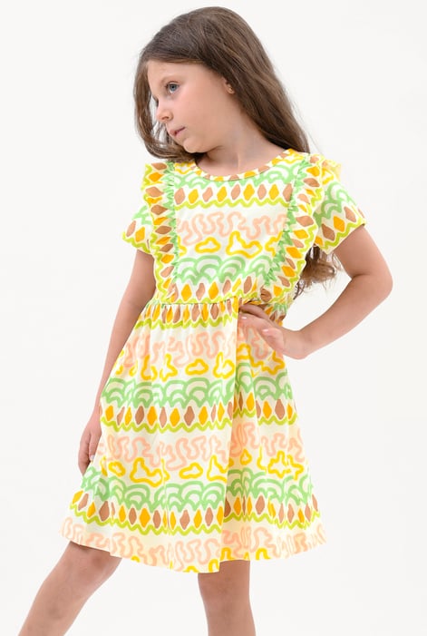 Girls Yellow Rainbow Print Dress (12/18mths - 6/7yrs)
