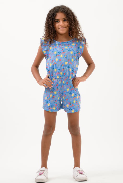 Girls White Sun Print Playsuit (12/18mths-6/7yrs)