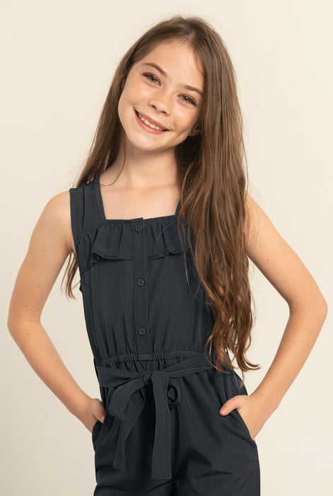 Grey Ruffled Square Neckline Jumpsuit (5/6yrs-10/11yrs)
