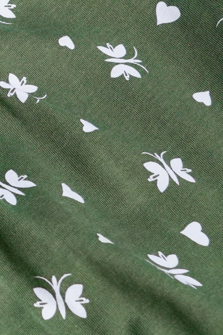 Butterfly Printed S/S Nightwear With Lacetrims