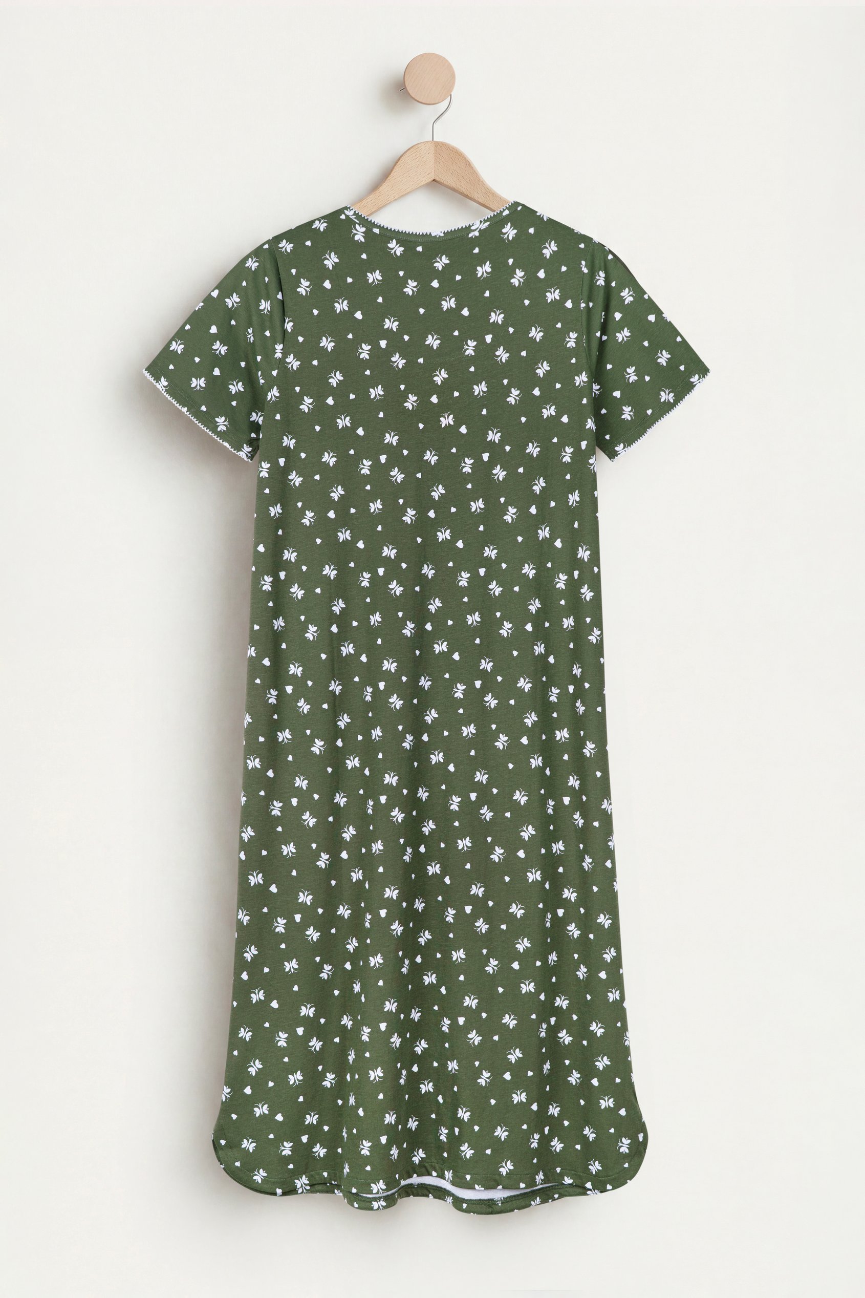 Butterfly Printed S/S Nightwear With Lacetrims