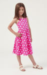Girls Printed Tiered Strappy Jersey Dress