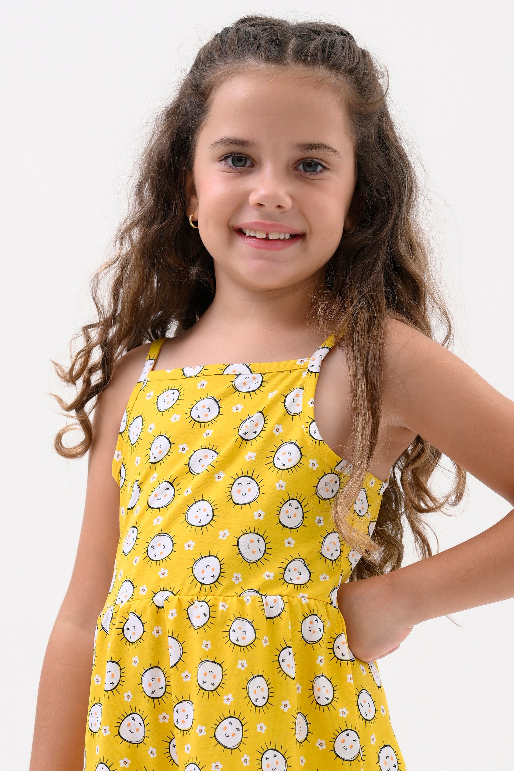 Girls Printed Tiered Strappy Jersey Dress