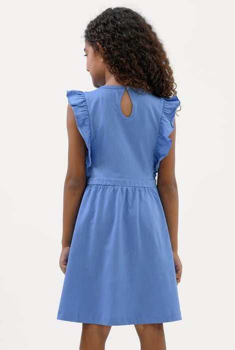 Girls Blue Ruffle Sleeve Dress (12/18mths - 6/7yrs)