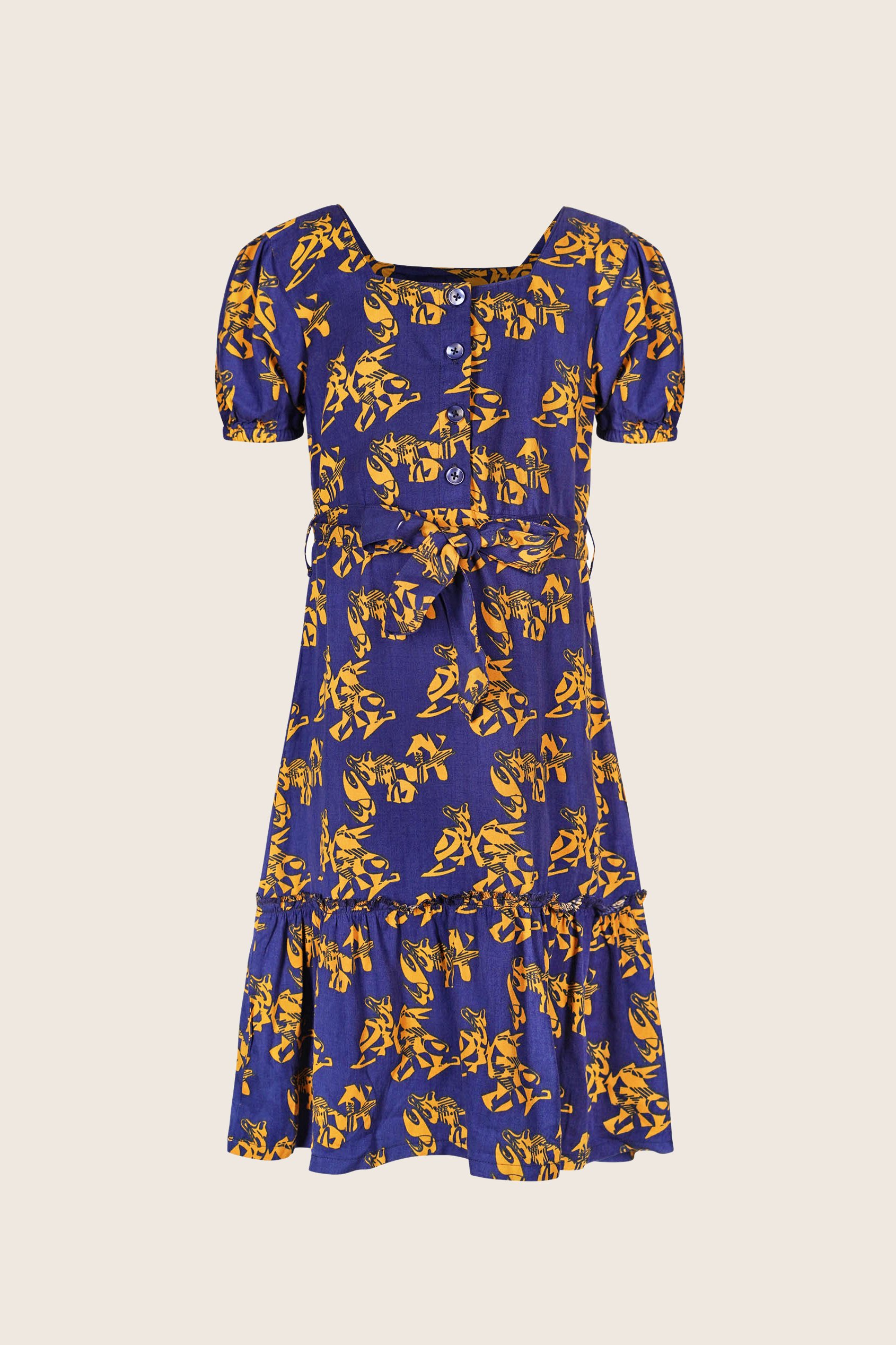Square Neck Tiered Puff Sleeve Dress (2/3yrs-8/9yrs)