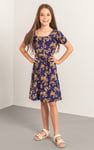 Square Neck Tiered Puff Sleeve Dress (2/3yrs-8/9yrs)