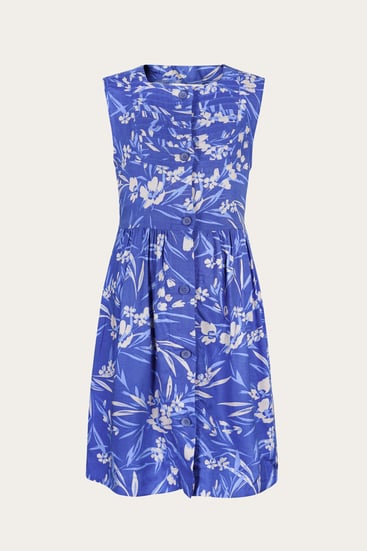 Blue Garden Printed Sleeveless Dress