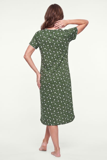 Butterfly Printed S/S Nightwear With Lacetrims