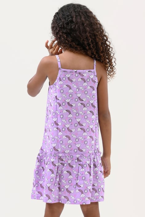 Girls Purple Sleeveless Tiered Jersey Dress