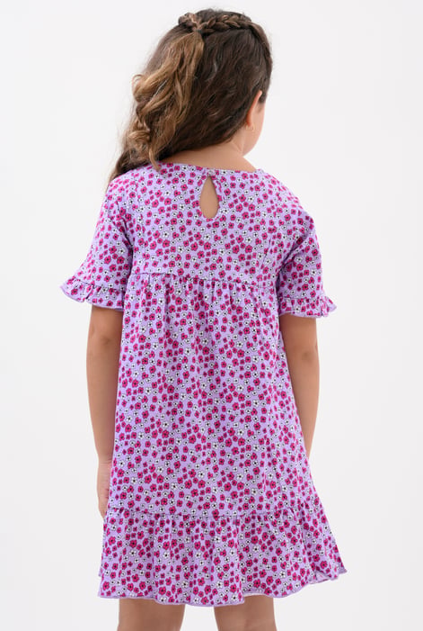 Girls Purple Ditsy Print Dress (12/18mths-6/7yrs)