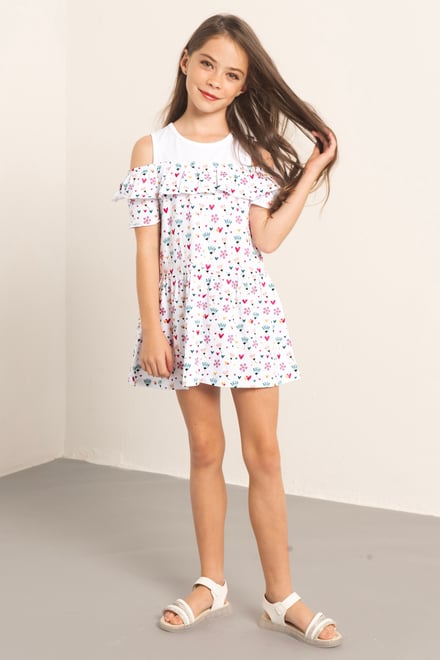 Girls Printed Ruffles Dress (5/6yrs-10/11yrs)