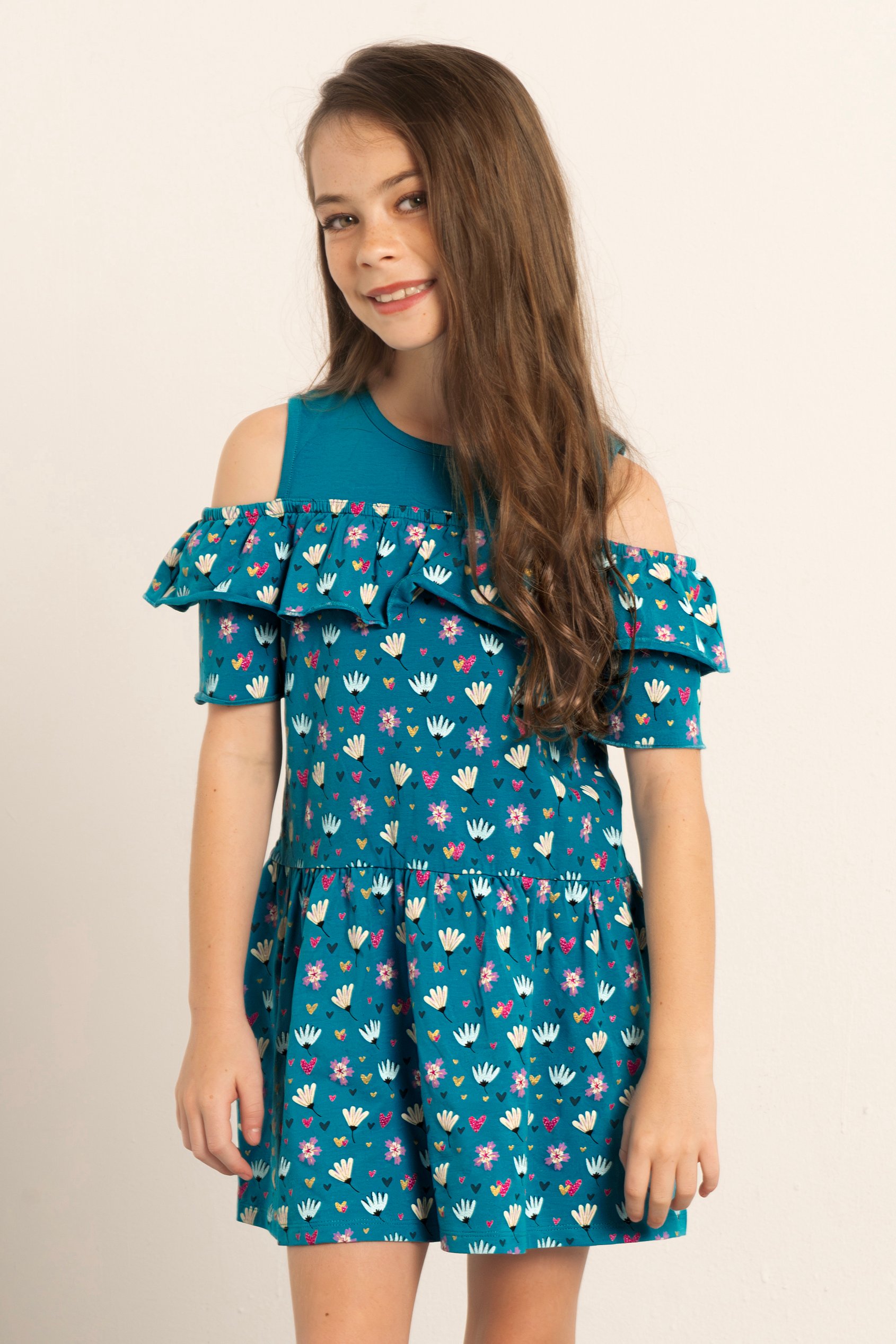 Girls Printed Ruffles Dress (5/6yrs-10/11yrs)