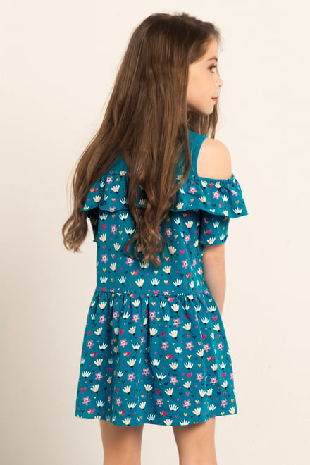 Girls Printed Ruffles Dress (5/6yrs-10/11yrs)