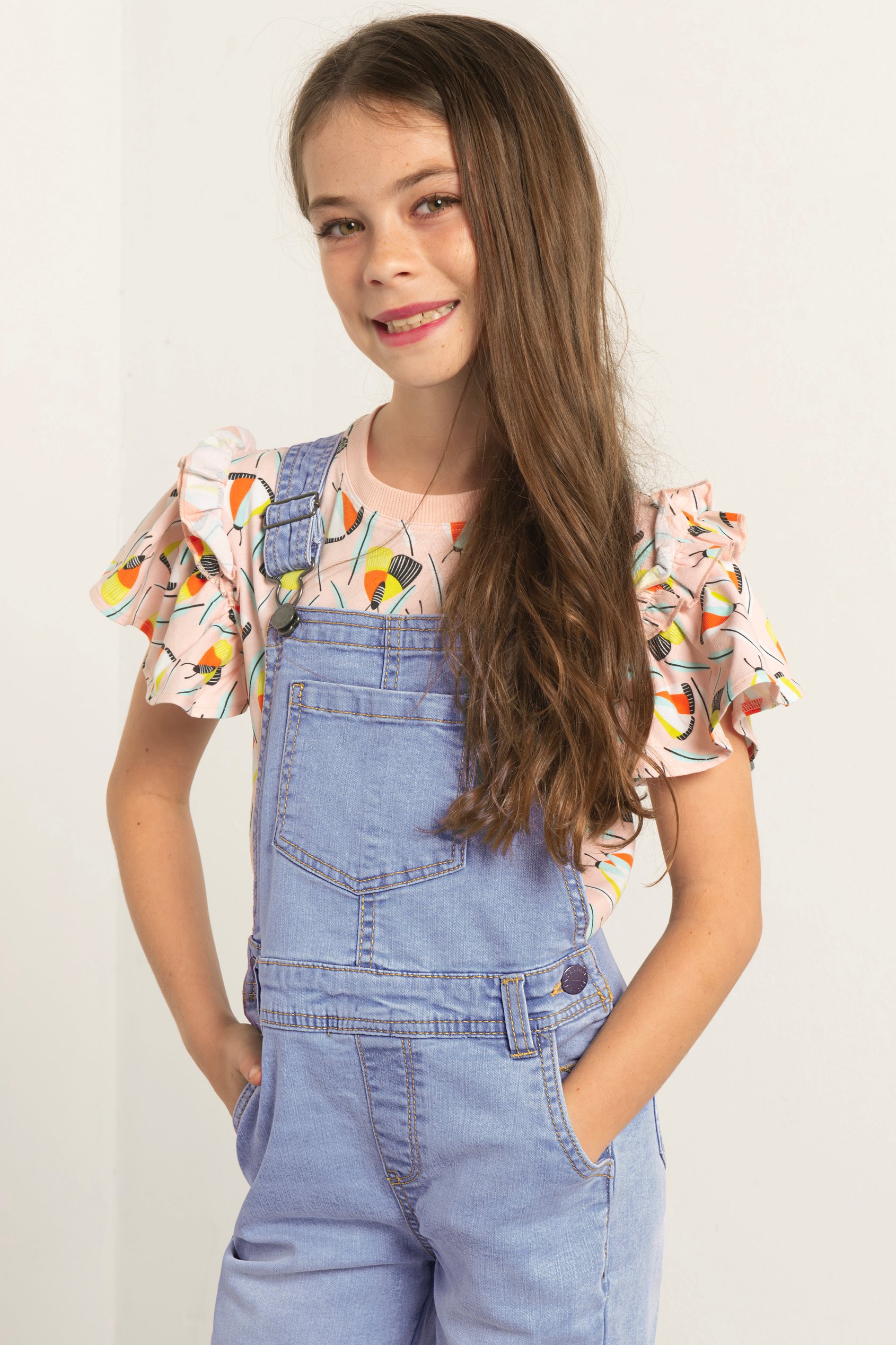Girls 5 Pockets Denim Dungarees(2/3yrs-8/9yrs)