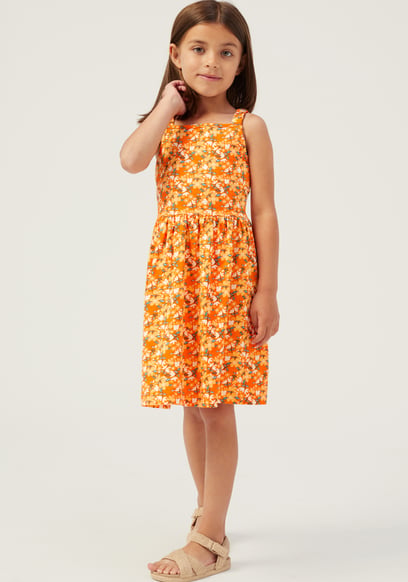 Strappy Floral Printed Jersey Dress