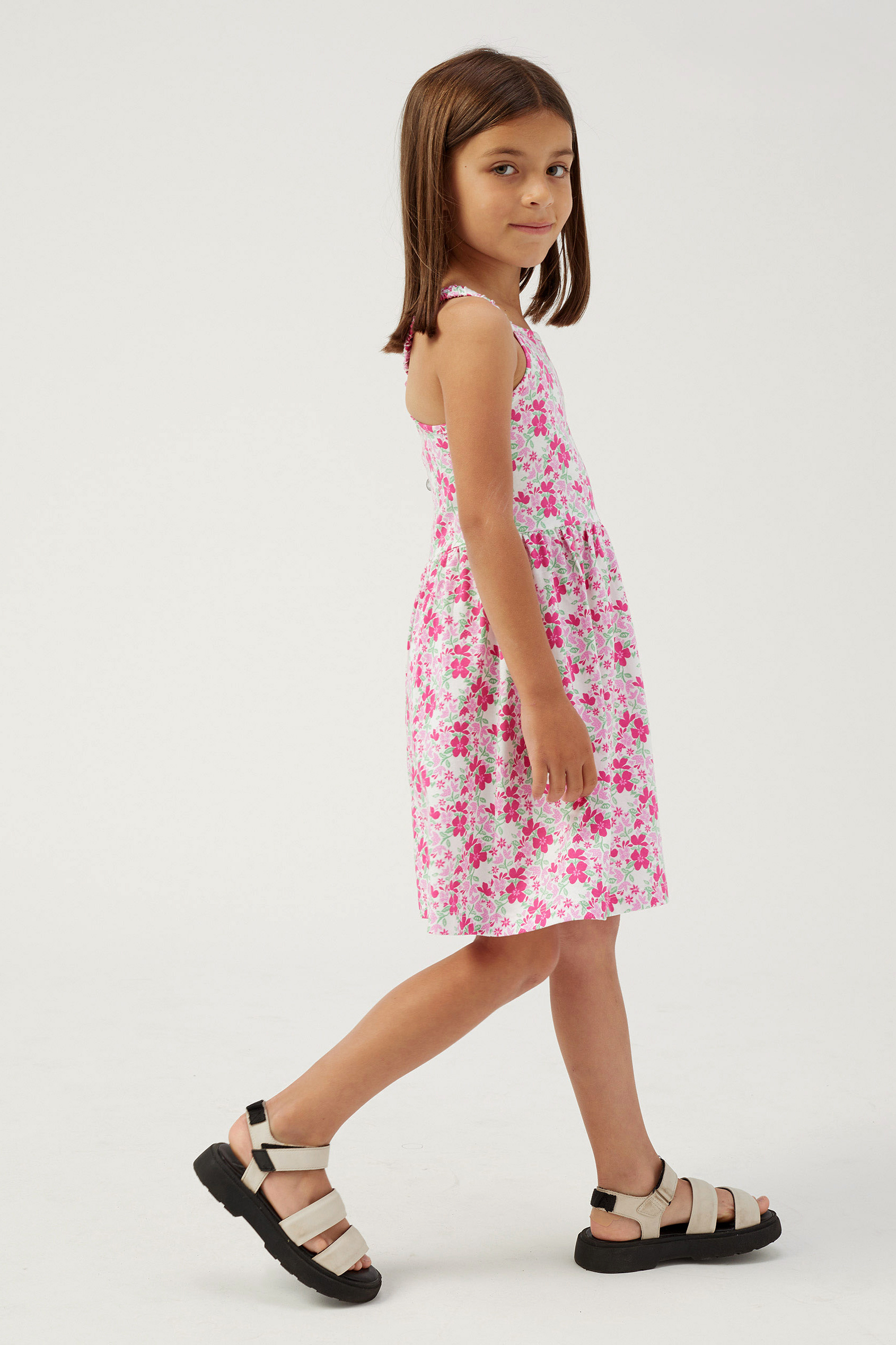 Strappy Floral Printed Jersey Dress