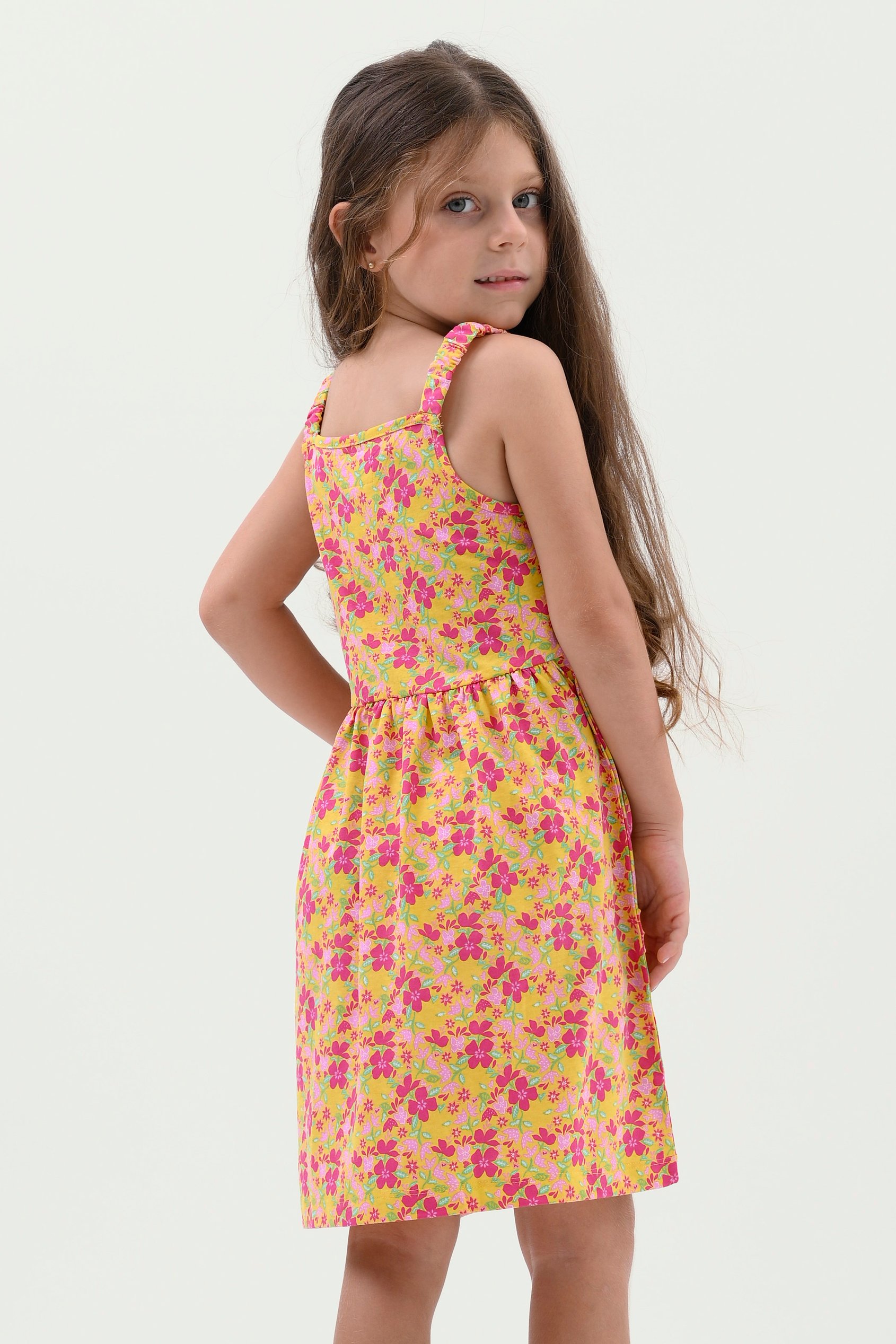 Strappy Floral Printed Jersey Dress
