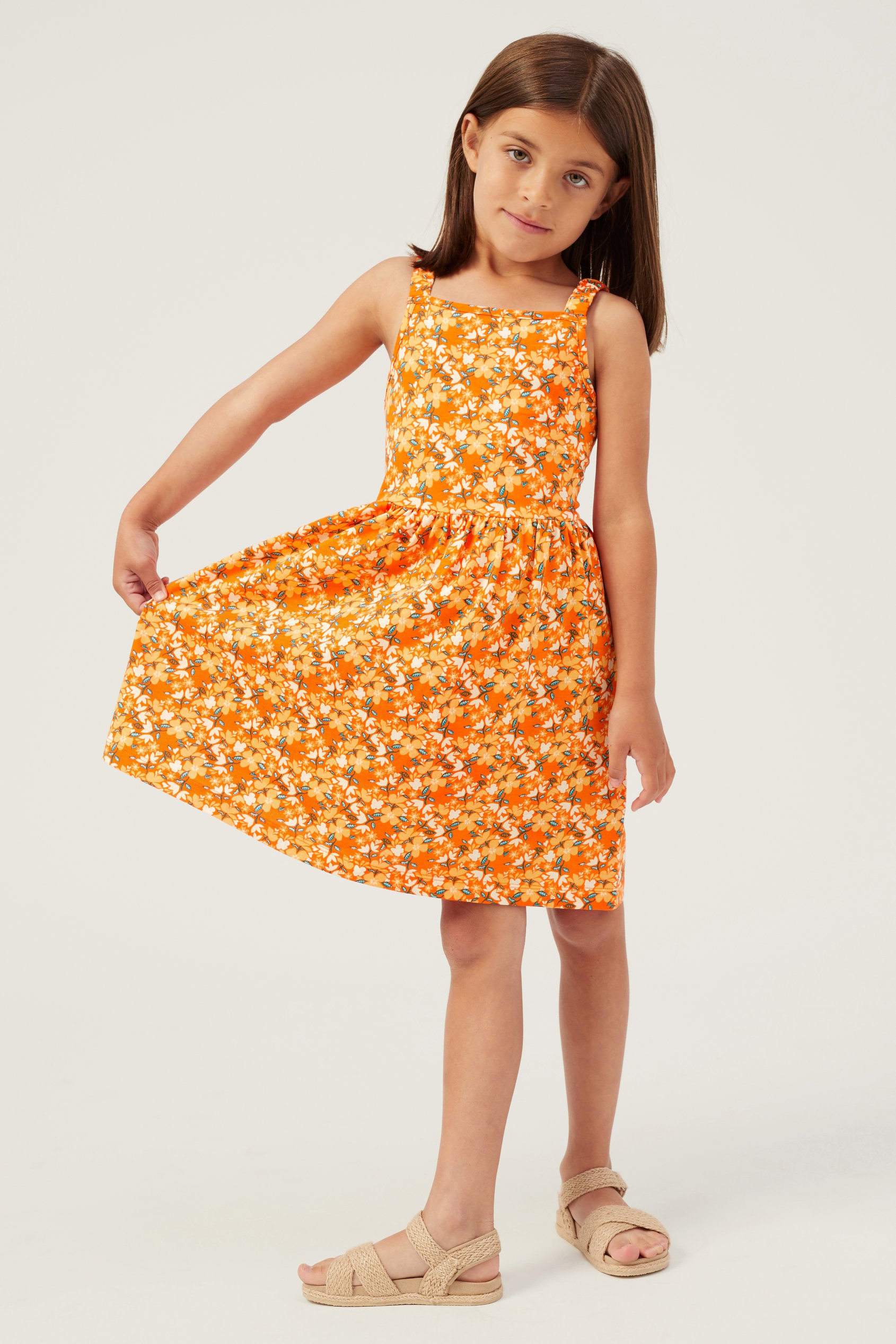 Strappy Floral Printed Jersey Dress