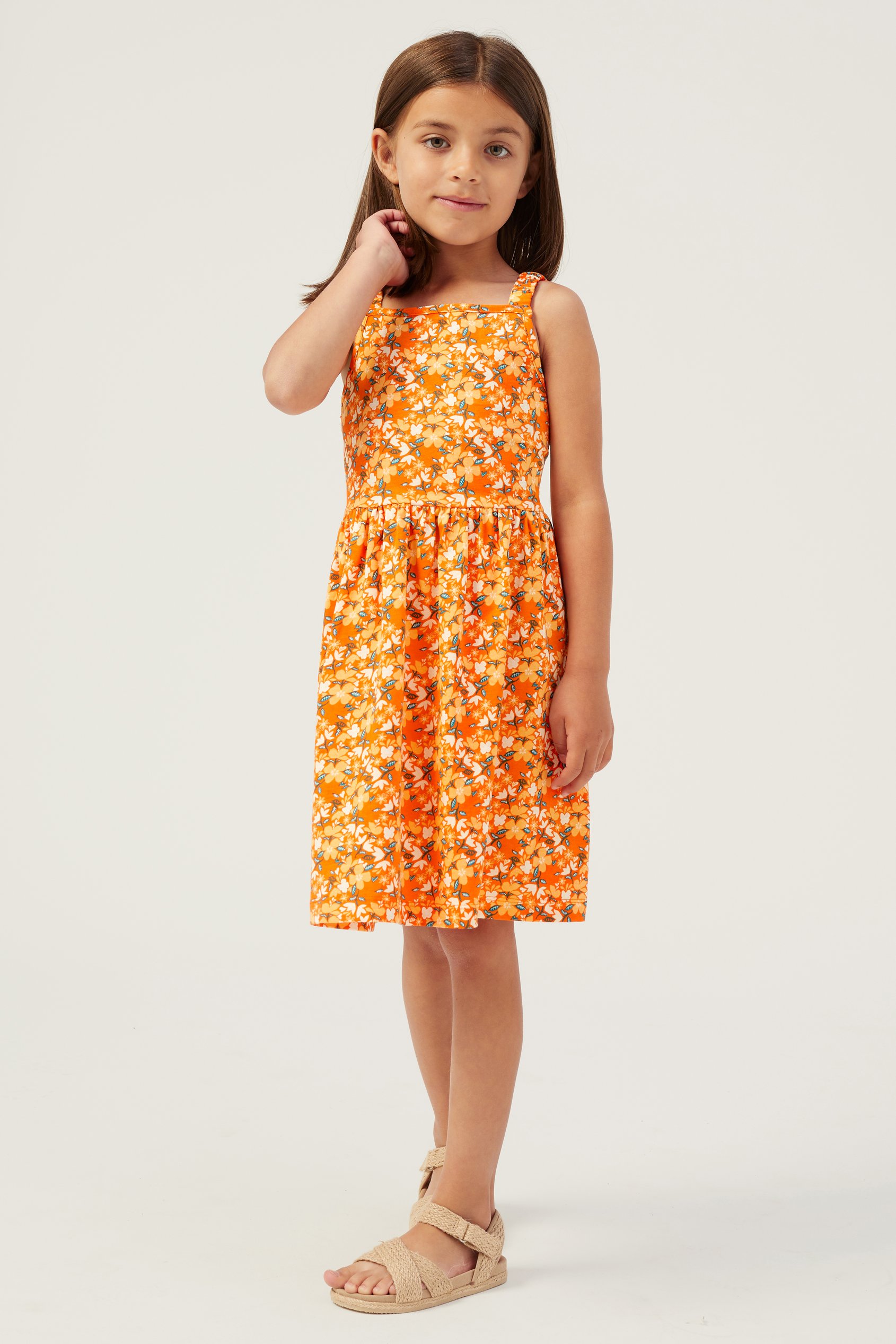 Strappy Floral Printed Jersey Dress