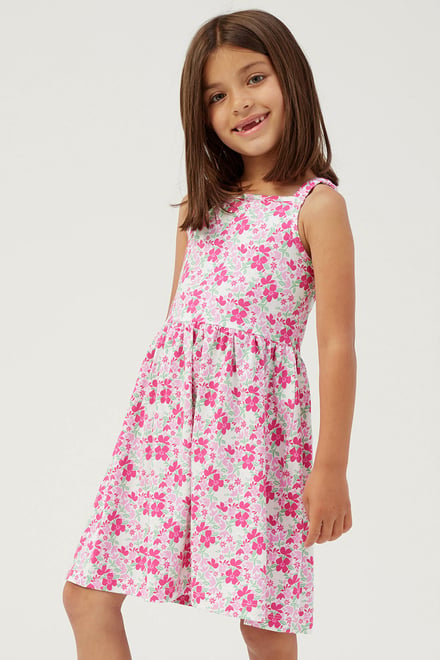 Strappy Floral Printed Jersey Dress