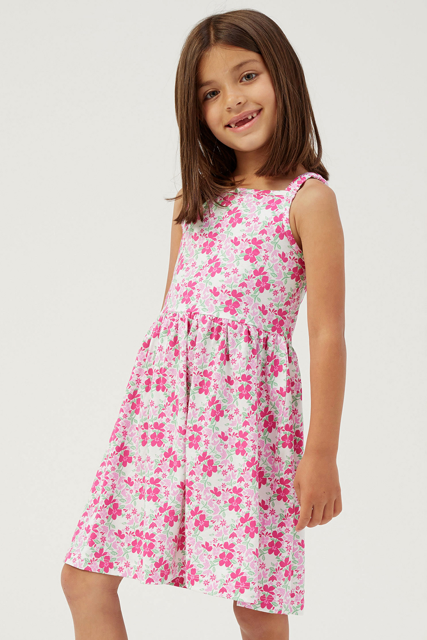 Strappy Floral Printed Jersey Dress
