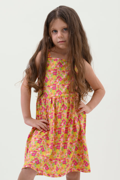 White Strappy Floral Printed Jersey Dress