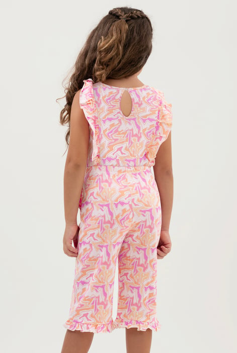 Girls Pink Rainbow Fluid Print Jumpsuit (12/18mths-6/7yrs)