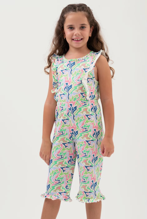 Girls Pink Rainbow Fluid Print Jumpsuit (12/18mths-6/7yrs)