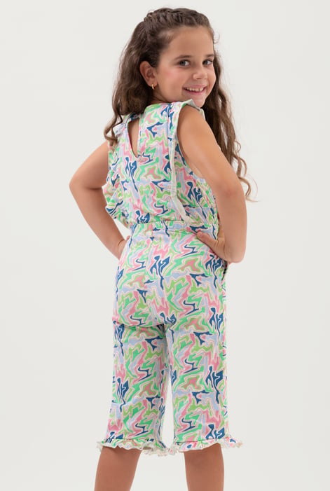 Girls Green Rainbow Fluid Print Jumpsuit (12/18mths-6/7yrs)
