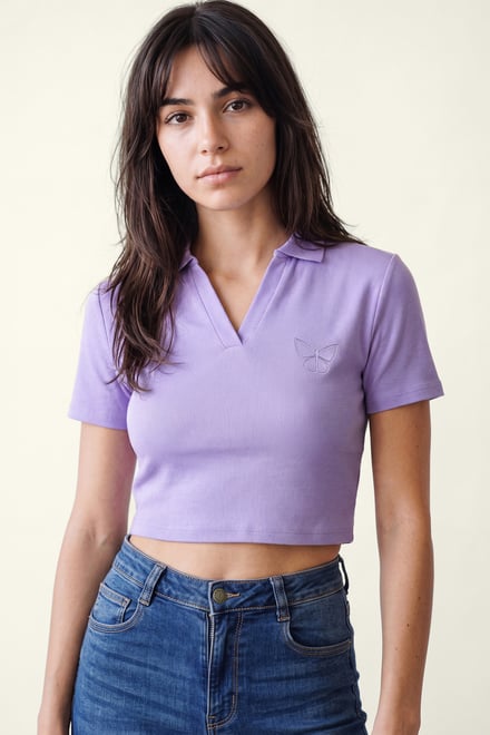 Women’s Cotton Jersey V Neck Cropped Top