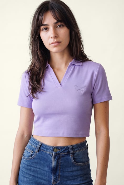 Women’s Green Cotton Jersey V Neck Cropped Top