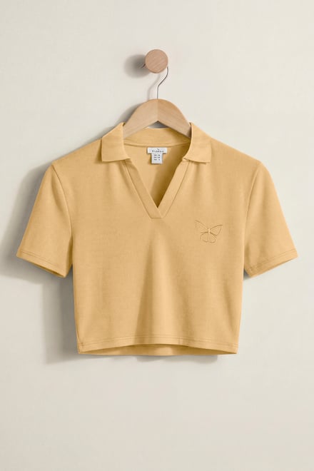 Women’s Cotton Jersey V Neck Cropped Top