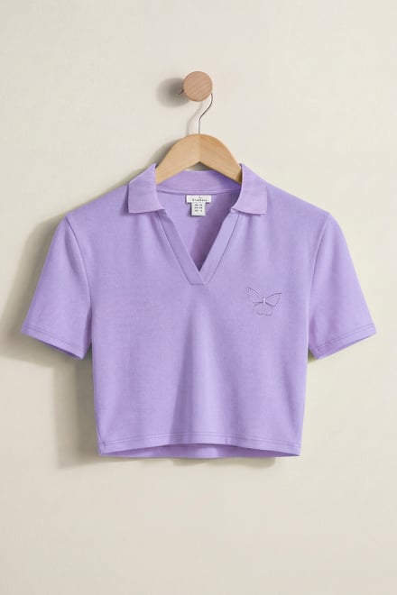 Women’s Cotton Jersey V Neck Cropped Top