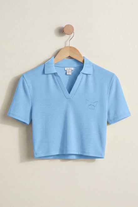 Women’s Cotton Jersey V Neck Cropped Top