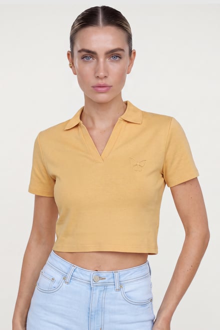 Women’s Cotton Jersey V Neck Cropped Top