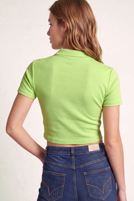 Women’s Cotton Jersey V Neck Cropped Top