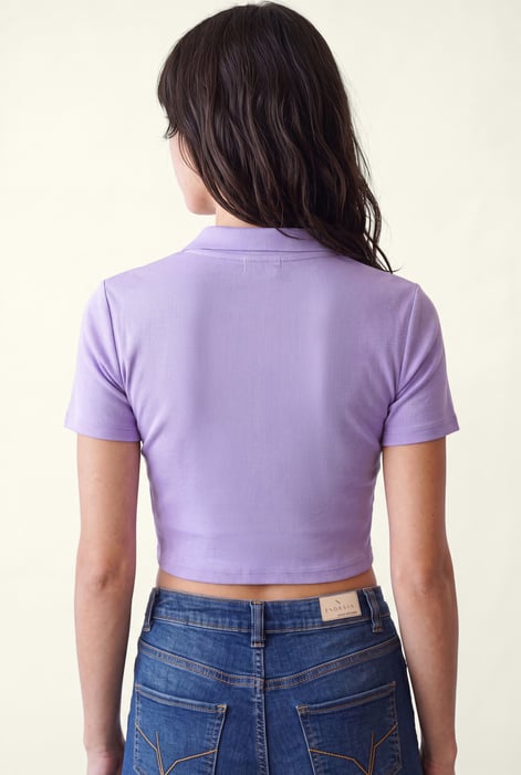 Women’s Purple Cotton Jersey V Neck Cropped Top