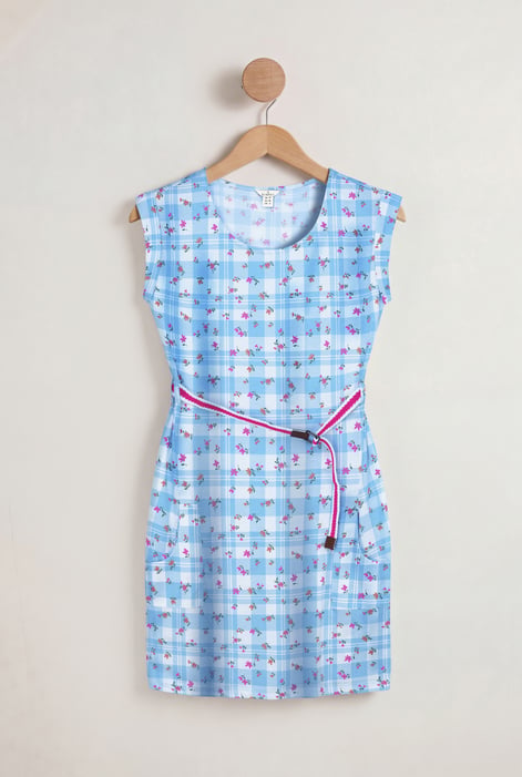 Yellow Belted Printed Jersey Dress
